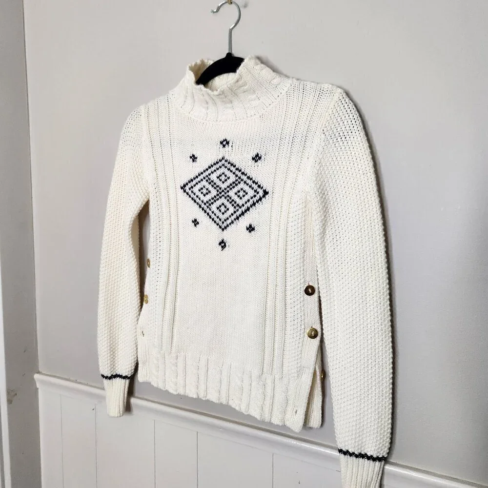THE REEDS X J. CREW White Knit Mock Neck Sweater